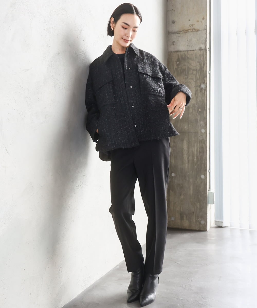F6LAD31200 MICHEL KLEIN(小さいサイズ)(メゾン ドゥ サンク) [小さいサイズ]［定番素材］裏起毛ストレッチテーパードパンツ(機能素材) ベージュ