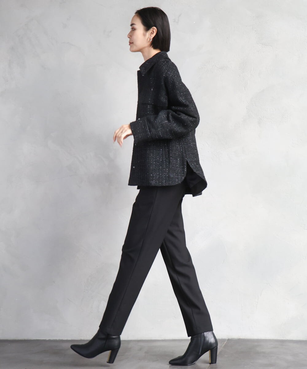 F6LAD31200 MICHEL KLEIN(小さいサイズ)(メゾン ドゥ サンク) [小さいサイズ]［定番素材］裏起毛ストレッチテーパードパンツ(機能素材) ベージュ