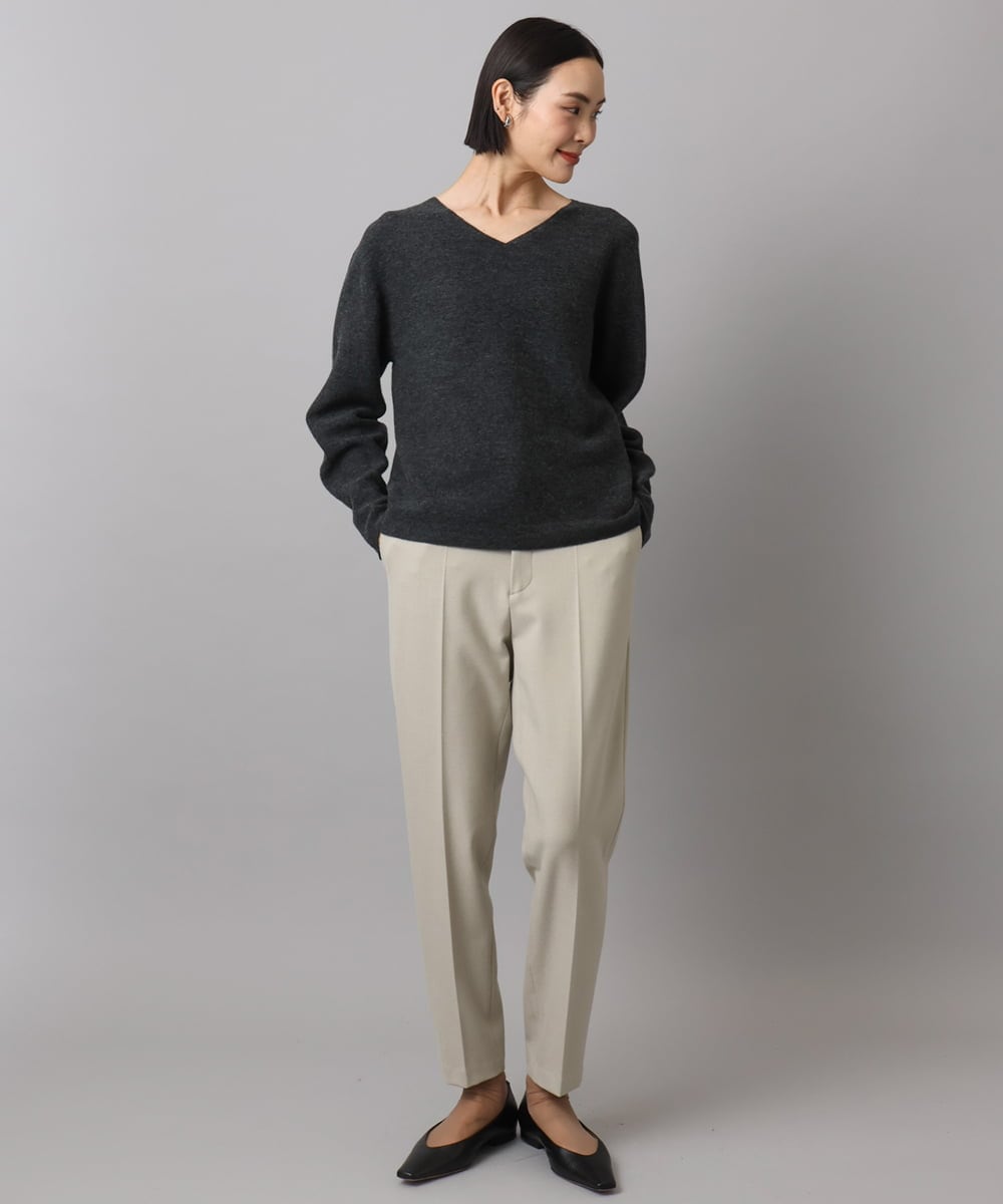 F6LAD31200 MICHEL KLEIN(小さいサイズ)(メゾン ドゥ サンク) [小さいサイズ]［定番素材］裏起毛ストレッチテーパードパンツ(機能素材) ベージュ
