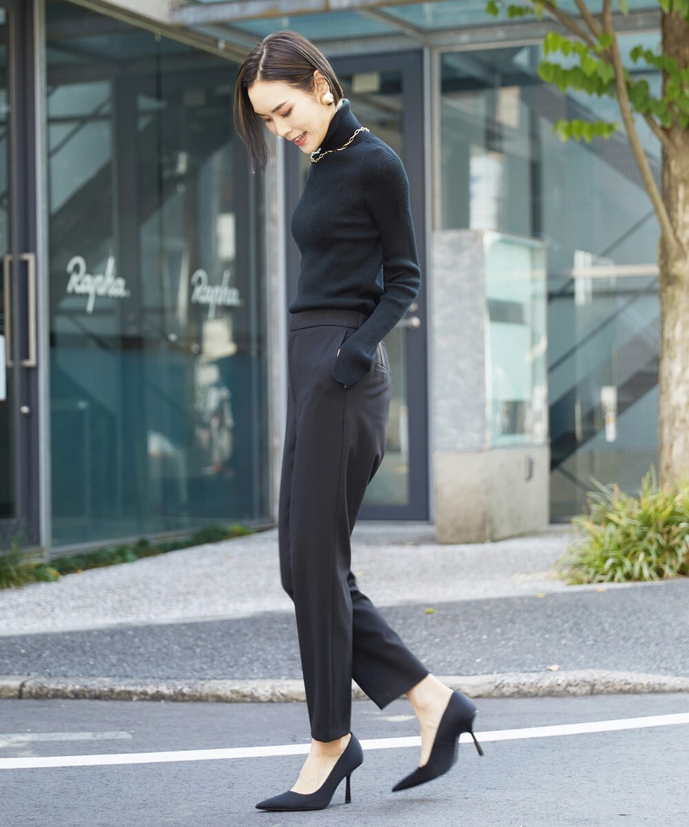 F6LAV31200 MICHEL KLEIN(小さいサイズ)(メゾン ドゥ サンク) [小さいサイズ]裏起毛ストレッチテーパードパンツ(機能素材/定番) ホワイト(90)
