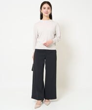 F6LDA04230 MICHEL KLEIN(小さいサイズ)(メゾン ドゥ サンク) [小さいサイズ]ツイルワイドパンツ(多機能素材/セットアップ対応/洗える) ブラック