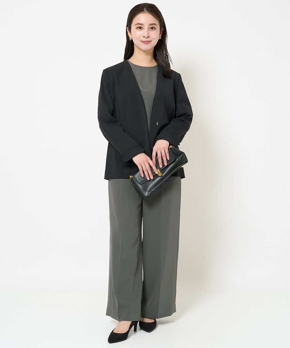 F6LDA08210 MICHEL KLEIN(小さいサイズ)(メゾン ドゥ サンク) [小さいサイズ]ワイドパンツ(セットアップ対応/洗える) ネイビー