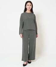 F6LDA08210 MICHEL KLEIN(小さいサイズ)(メゾン ドゥ サンク) [小さいサイズ]ワイドパンツ(セットアップ対応/洗える) ネイビー
