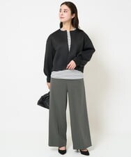 F6LDA08210 MICHEL KLEIN(小さいサイズ)(メゾン ドゥ サンク) [小さいサイズ]ワイドパンツ(セットアップ対応/洗える) ネイビー