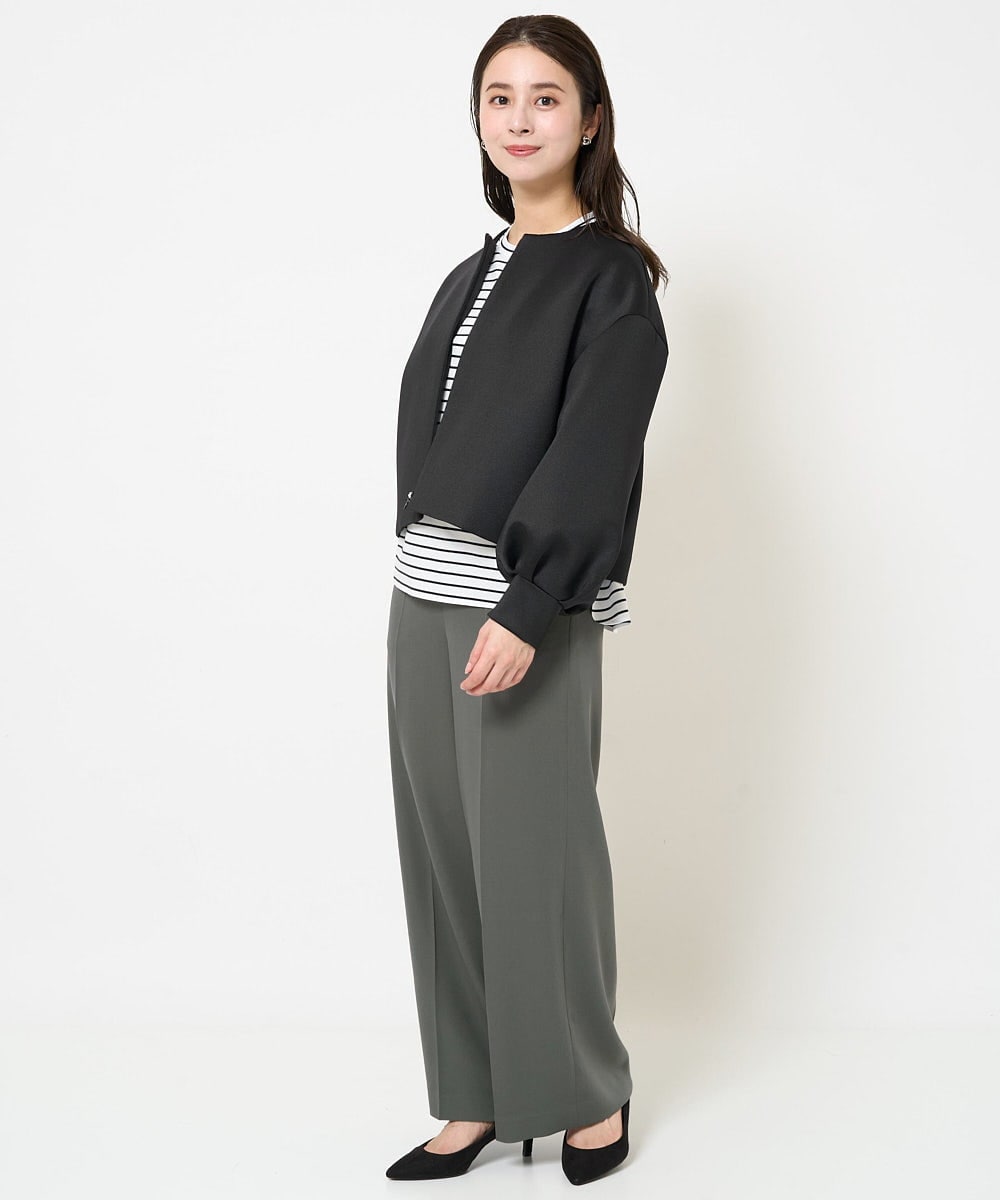 F6LDA08210 MICHEL KLEIN(小さいサイズ)(メゾン ドゥ サンク) [小さいサイズ]ワイドパンツ(セットアップ対応/洗える) ネイビー