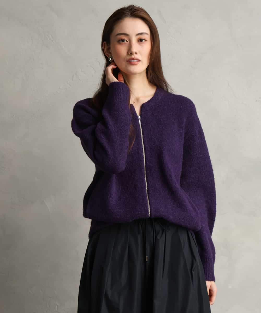F6SAG42230 MICHEL KLEIN(小さいサイズ)(メゾン ドゥ サンク) 【小さいサイズ】ジップアップニットブルゾン パープル