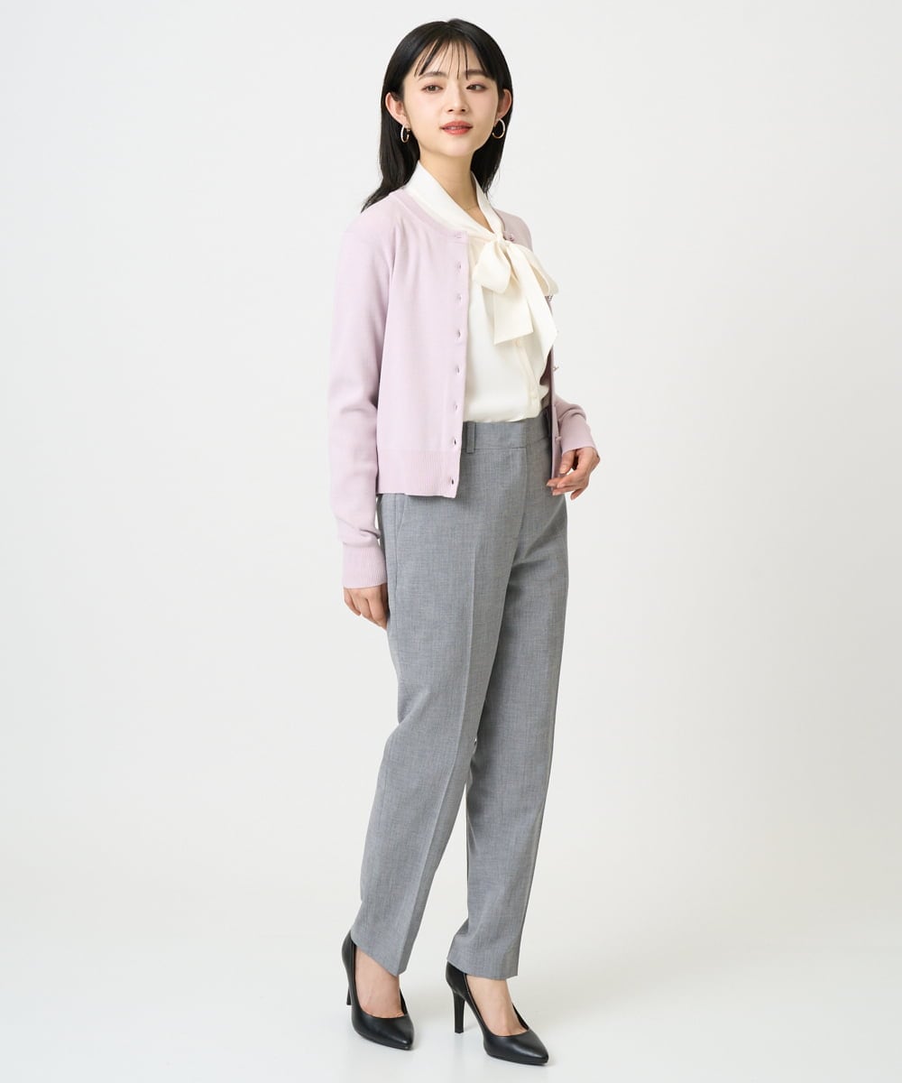 F6SDD01230 MICHEL KLEIN(小さいサイズ)(メゾン ドゥ サンク) [小さいサイズ][アンサンブル対応]コンパクトクルーネックカーディガン ラベンダー