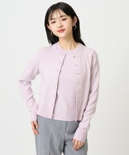F6SDD01230 MICHEL KLEIN(小さいサイズ)(メゾン ドゥ サンク) [小さいサイズ][アンサンブル対応]コンパクトクルーネックカーディガン ラベンダー