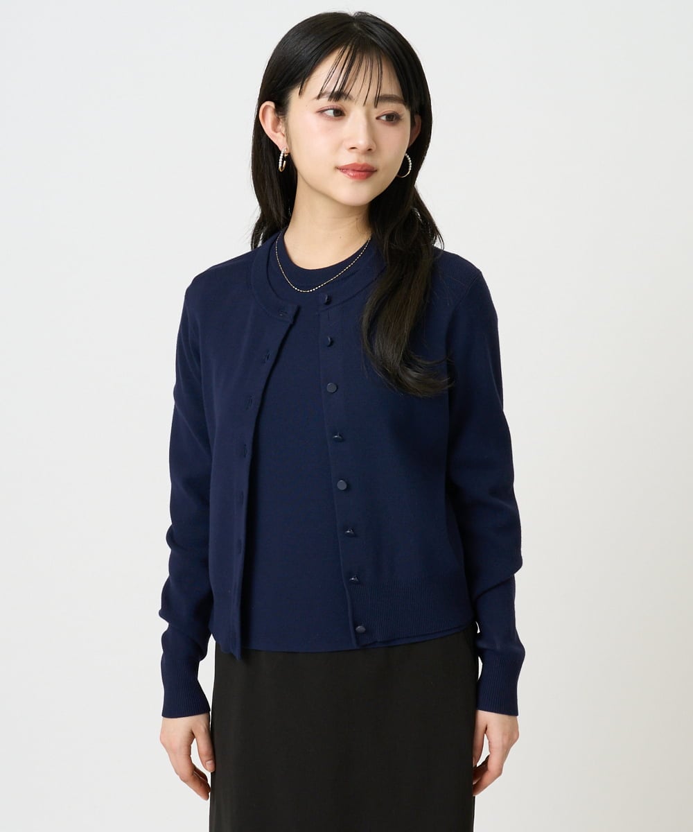 F6SDD01230 MICHEL KLEIN(小さいサイズ)(メゾン ドゥ サンク) [小さいサイズ][アンサンブル対応]コンパクトクルーネックカーディガン ラベンダー