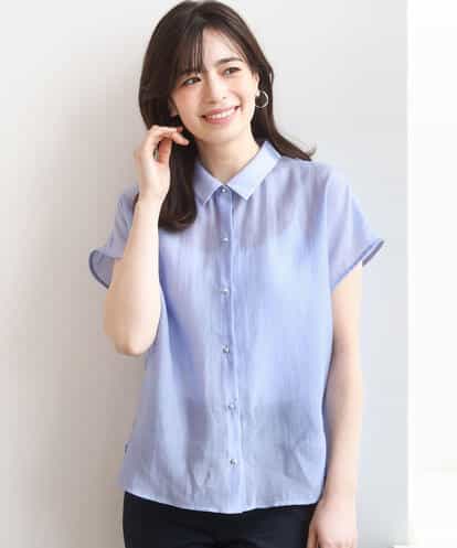 FIBGD23080 OFUON le MK メタル釦シアーフレンチスリーブブラウス/接触冷感/洗える/WEB限定サイズあり