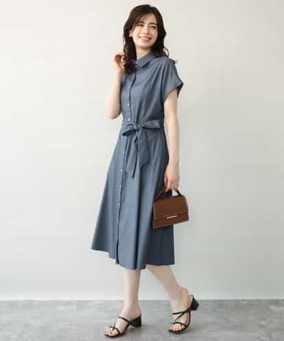 FIEJD34110  シャンブレーシャツワンピース/洗える/WEB限定
