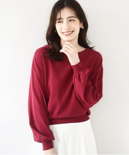 FIFAD02054  ボリューム袖ベーシックニット/洗える/WEB限定サイズあり