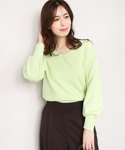FIFAD43054 OFUON le MK ベーシックVネックニット/洗える/WEB限定サイズあり