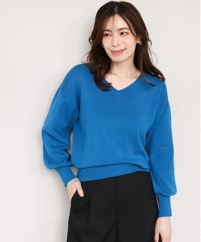 FIFAD43054 OFUON le MK ベーシックVネックニット/洗える/WEB限定サイズあり
