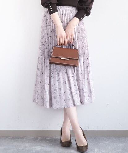 FIHFD06090  ラインフラワープリーツスカート/洗える/WEB限定サイズあり