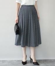 FIHGD19090 OFUON le MK(オフオン　ル　エムケー) ウエストタック格子柄フレアスカート/洗濯機で洗える/セットアップ可 ブルーグリーン