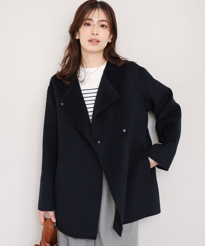 FIJAD11150 OFUON le MK スムースリバー ノーカラーミドル丈コート
