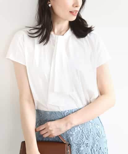 FIKJA08063 OFUON le MK ラッフルタイデザインカットソー/接触冷感/洗える/WEB限定サイズあり