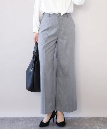 FILAD15090 OFUON le MK [名品シリーズ]ストレッチワイドパンツ（ストライプ・無地）