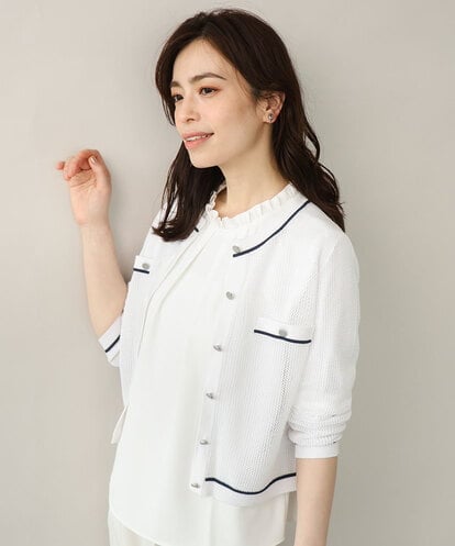 FISGA42080 OFUON le MK メッシュ柄ニットカーディガン/WEB限定サイズあり