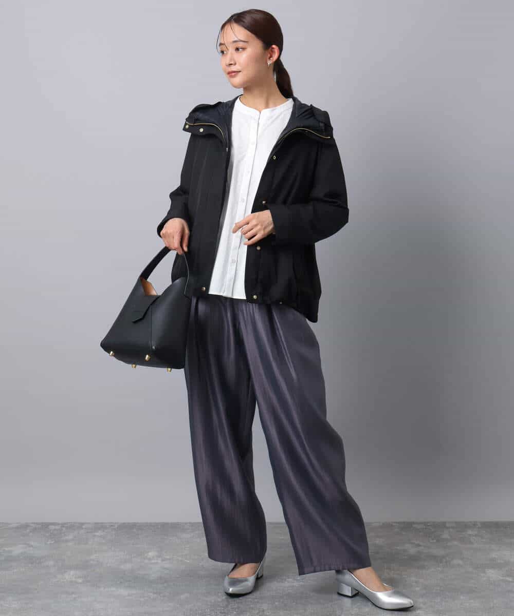 FKBAD31150 MK MICHEL KLEIN(MK ミッシェルクラン) コットンレースブラウス/洗える チャコール