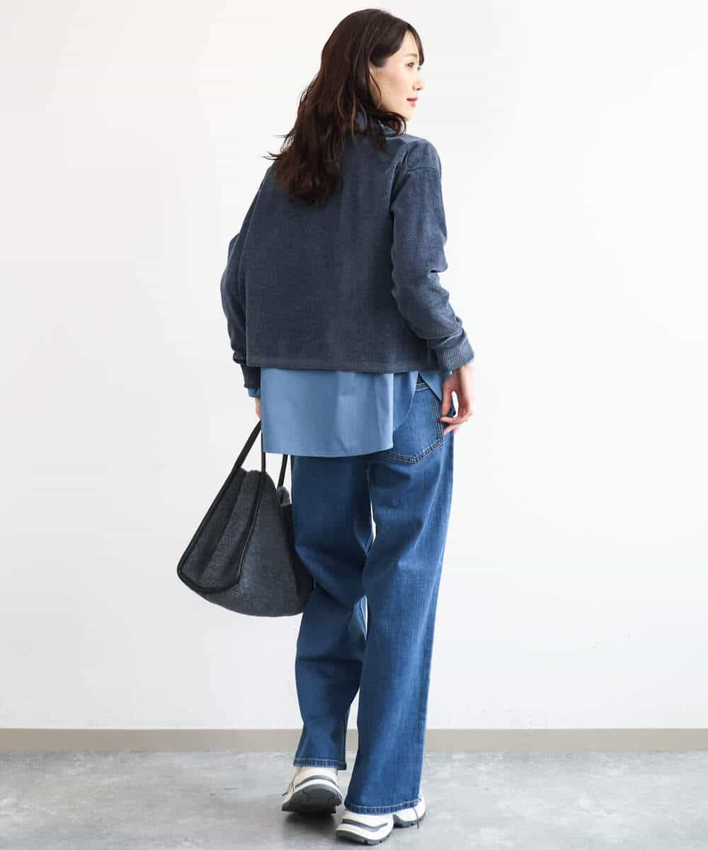FKBAG56160 MK MICHEL KLEIN(MK ミッシェルクラン) [洗える]ボウタイ付きデニムライクシャツブラウス ライトブルー（デニム調）