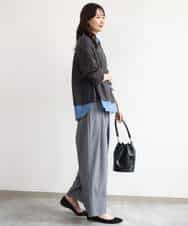 FKBAG56160 MK MICHEL KLEIN(MK ミッシェルクラン) [洗える]ボウタイ付きデニムライクシャツブラウス ライトブルー（デニム調）