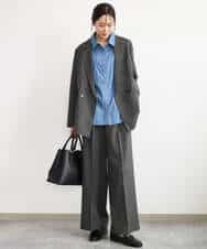 FKBAG56160 MK MICHEL KLEIN(MK ミッシェルクラン) [洗える]ボウタイ付きデニムライクシャツブラウス ライトブルー（デニム調）