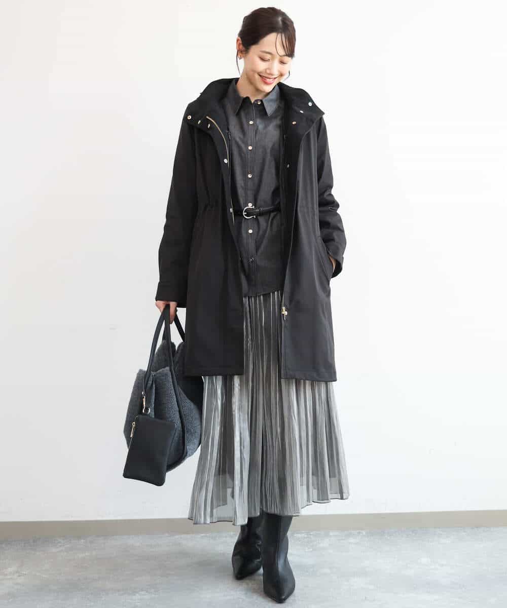FKBAG56160 MK MICHEL KLEIN(MK ミッシェルクラン) [洗える]ボウタイ付きデニムライクシャツブラウス ライトブルー（デニム調）