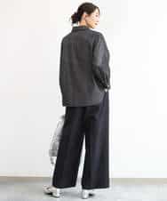 FKBAG56160 MK MICHEL KLEIN(MK ミッシェルクラン) [洗える]ボウタイ付きデニムライクシャツブラウス ライトブルー（デニム調）