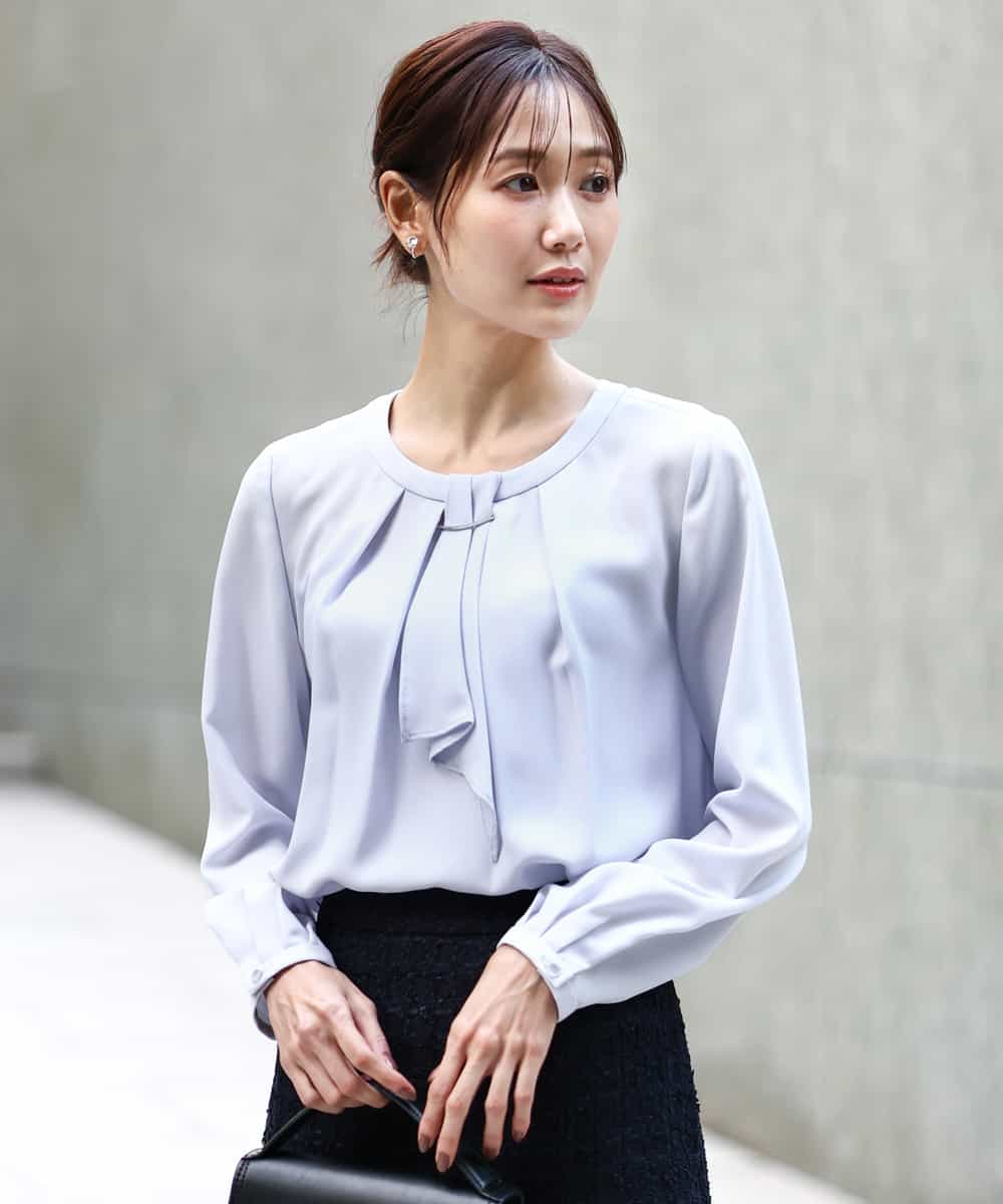 FKBFD66140 MK MICHEL KLEIN(MK ミッシェルクラン) [洗える]マルチwayボウタイブラウス ライトブルー