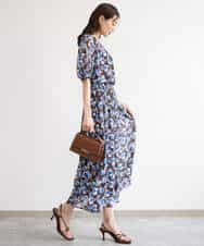 FKBGD07140 MK MICHEL KLEIN(MK ミッシェルクラン) [洗える]アートフラワープリント シフォンブラウス ネイビー