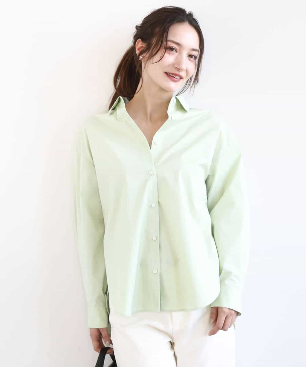 FKBGD27140 MK MICHEL KLEIN(MK ミッシェルクラン) [接触冷感/防シワ/洗える]コットン混ベーシックシャツ（無地） ピンク