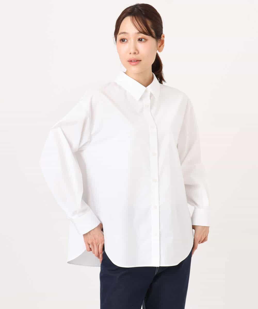 FKBGD27140 MK MICHEL KLEIN(MK ミッシェルクラン) [接触冷感/防シワ/洗える]コットン混ベーシックシャツ（無地） ピンク