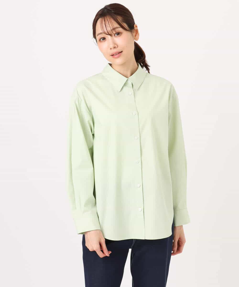 FKBGD27140 MK MICHEL KLEIN(MK ミッシェルクラン) [接触冷感/防シワ/洗える]コットン混ベーシックシャツ（無地） ピンク