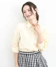 FKBGD27140 MK MICHEL KLEIN(MK ミッシェルクラン) [接触冷感/防シワ/洗える]コットン混ベーシックシャツ（無地） ライトイエロー