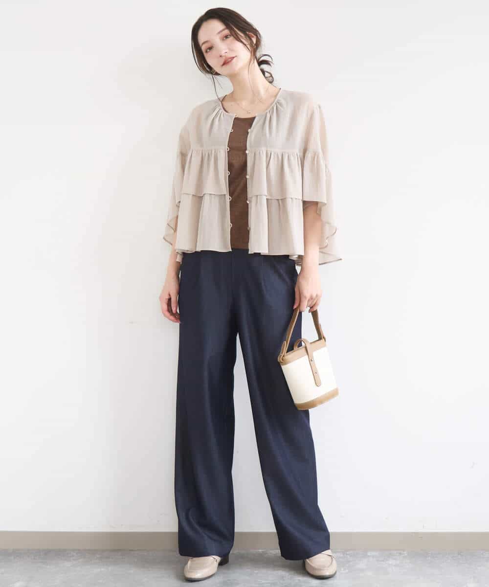 FKBGD31160 MK MICHEL KLEIN(MK ミッシェルクラン) [洗える]コットンシフォンティアードデザインブラウス サーモンオレンジ