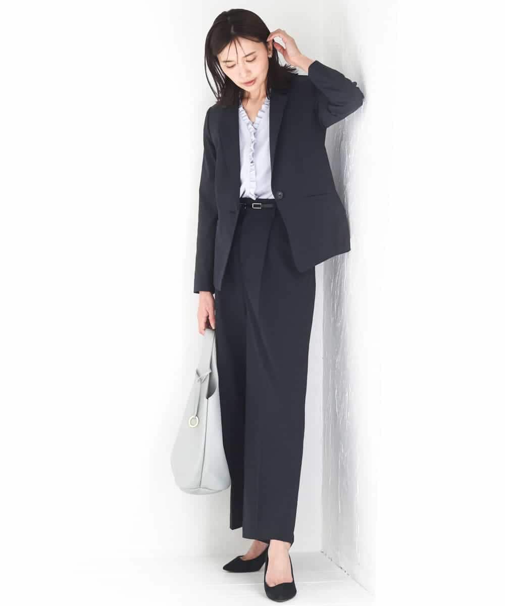 FKBGD32150 MK MICHEL KLEIN(MK ミッシェルクラン) [洗える]Vネックミニフリルブラウス ライトブルー