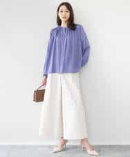FKBGD35140 MK MICHEL KLEIN(MK ミッシェルクラン) [瞬美シリーズ/UVカット/接触冷感/洗える]バンドカラーサテンブラウス ベージュ