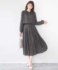 FKBGD35140 MK MICHEL KLEIN(MK ミッシェルクラン) [瞬美シリーズ/UVカット/接触冷感/洗える]バンドカラーサテンブラウス ベージュ