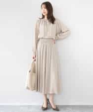 FKBGD35140 MK MICHEL KLEIN(MK ミッシェルクラン) [瞬美シリーズ/UVカット/接触冷感/洗える]バンドカラーサテンブラウス ベージュ