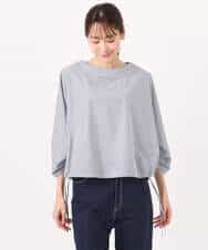 FKBGD37150 MK MICHEL KLEIN(MK ミッシェルクラン) [接触冷感/洗える]ロールネック ギャザースリーブブラウス ラベンダー（ストライプ）