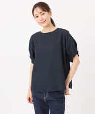 FKBGD45160 MK MICHEL KLEIN(MK ミッシェルクラン) [洗える]シアーチェック柄タックスリーブブラウス ライトグレー