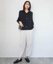 FKBGD46140 MK MICHEL KLEIN(MK ミッシェルクラン) [洗える]Vネックサテンブラウス ミントブルー