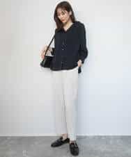 FKBGD46140 MK MICHEL KLEIN(MK ミッシェルクラン) [洗える]Vネックサテンブラウス ミントブルー