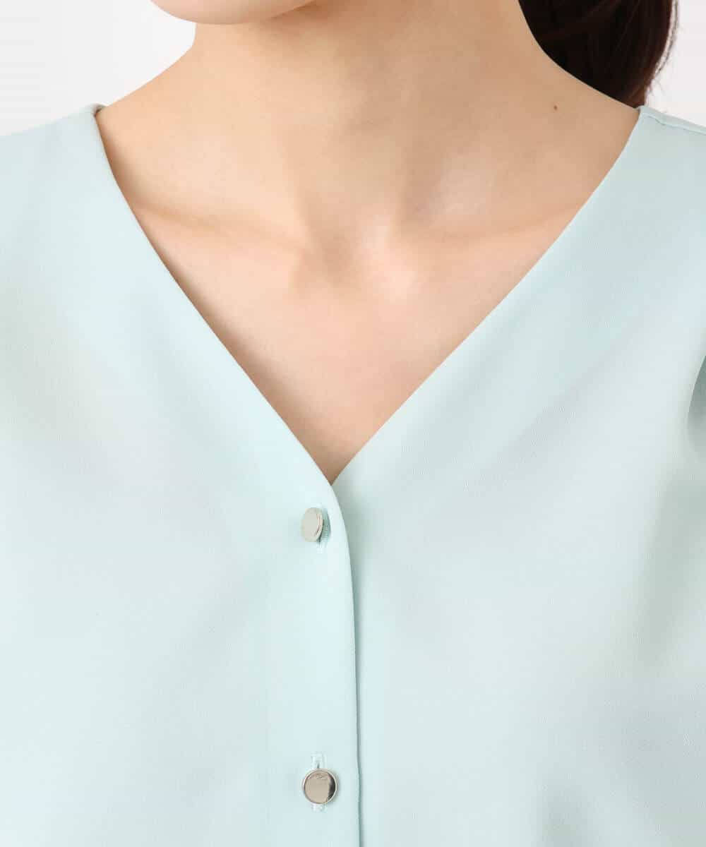 FKBGD46140 MK MICHEL KLEIN(MK ミッシェルクラン) [洗える]Vネックサテンブラウス ミントブルー