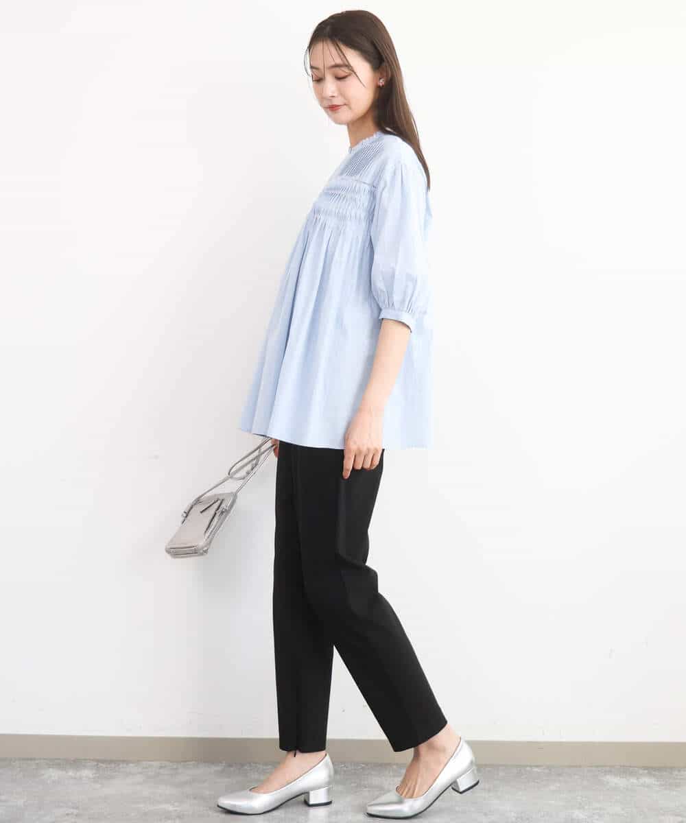 FKBGD48180 MK MICHEL KLEIN(MK ミッシェルクラン) [洗える]コットンピンタックチュニックブラウス ライトブルー