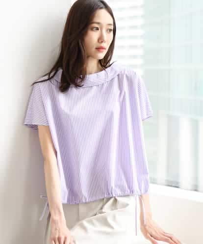 FKBGD60150 MK MICHEL KLEIN [接触冷感/洗える]ロールネック ギャザースリーブブラウス(半袖)