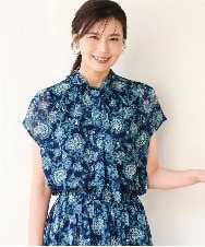 FKBGF05140 MK MICHEL KLEIN(MK ミッシェルクラン) [洗える]前後2way/更紗プリント花柄シフォンブラウス ベージュ