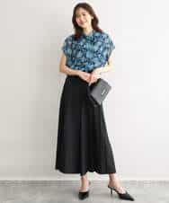 FKBGF05140 MK MICHEL KLEIN(MK ミッシェルクラン) [洗える]前後2way/更紗プリント花柄シフォンブラウス ベージュ